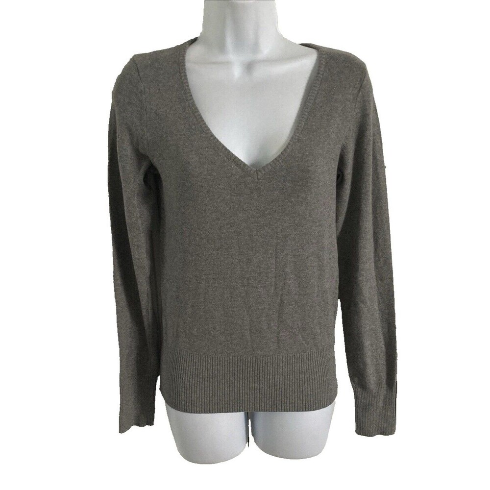 Divided by H&M V-Neck Long Sleeve Gray Pullover Knit Sweater Women's Size 4